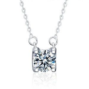 Certified 1ct. t.w. Brilliant Cut Diamond Necklace 18k Gold over Italy Silver